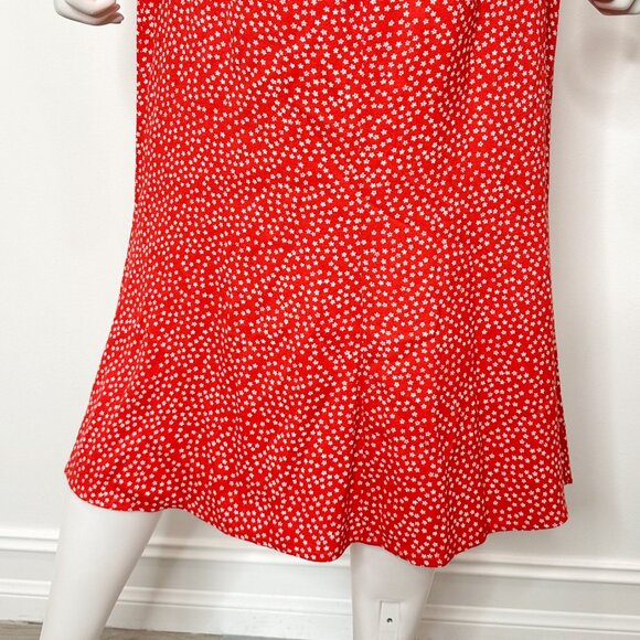 Reformation Crimini V Neck Leg Slit Midi Slip Dress in Western Red Floral Size 2 - Picture 14 of 15